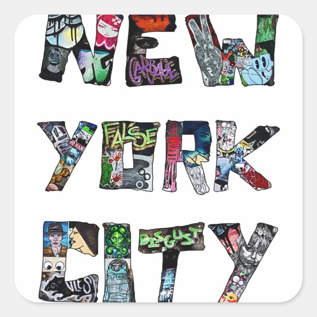 Pegatina Cuadrada Arte callejero de Nueva York (Anverso)