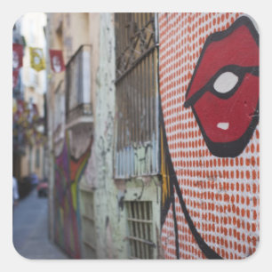 Pegatina Cuadrada Arte callejero en la calle de la Libertad