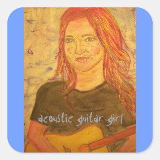 Pegatina Cuadrada arte chica acústico