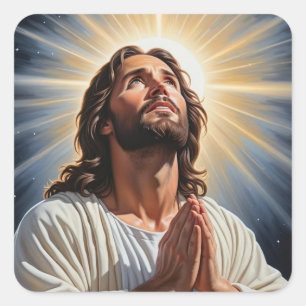 Pegatina Cuadrada Arte cristiano de Jesucristo
