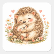 Arte de Acuarela de Mamá Erizo