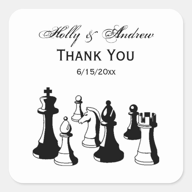 Pegatina Cuadrada Arte de ajedrez #2 (Anverso)