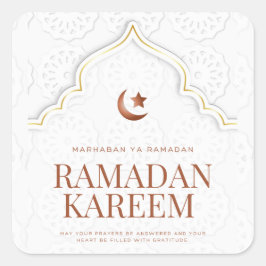 Pegatina Cuadrada Arte de Arco Islámico Ramadan Kareem