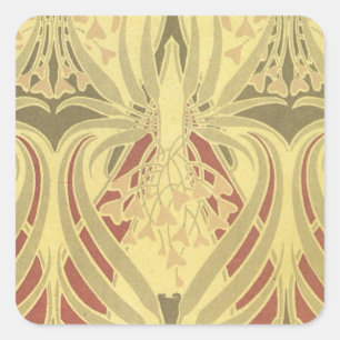 Pegatina Cuadrada arte de arte deco swirl abstract vintage