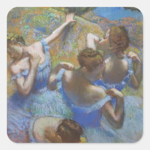 Pegatina Cuadrada Arte de baile de bailarinas azules vintage de Edga