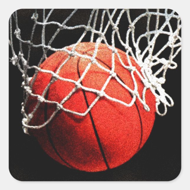 Pegatina Cuadrada Arte de baloncesto (Anverso)