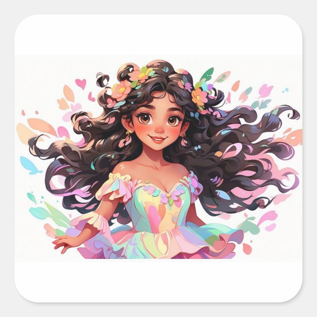 Pegatina Cuadrada Arte de Barbie (Anverso)