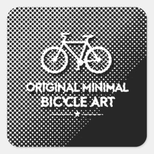 Pegatina Cuadrada Arte de Bicicleta Minimalista