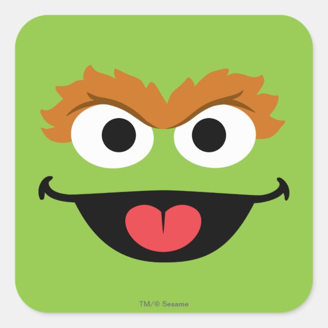 Pegatina Cuadrada Arte de Cara de Oscar (Anverso)