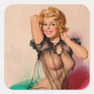 PEGATINA CUADRADA ARTE DE CHICA PIN UP SEXY