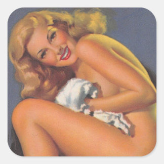 Pegatina Cuadrada Arte de chica pin up vintage ● Lujurioso