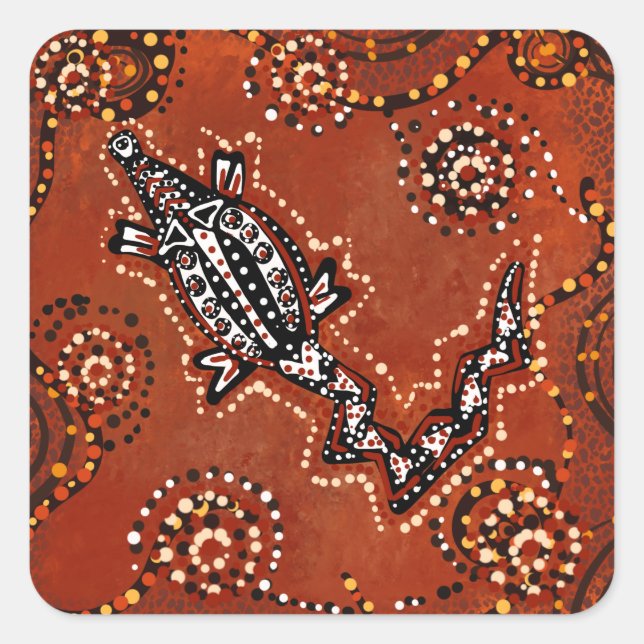 PEGATINA CUADRADA ARTE DE COCODRILO        (Anverso)