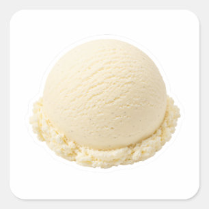Pegatina Cuadrada Arte de Cucharada de Helado de Vainilla Suave