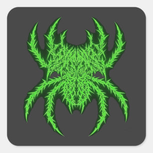 Pegatina Cuadrada Arte de culturismo Disciplina Araña Verde Gimnasio