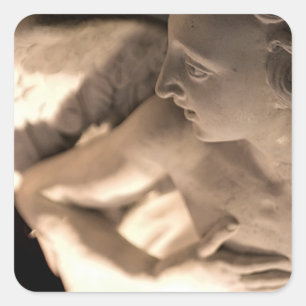 Pegatina Cuadrada Arte de escultura de ángel de mármol Imprimir