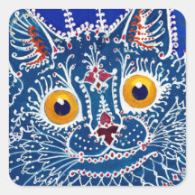 Arte de gato psicodélico azul de Louis Wain