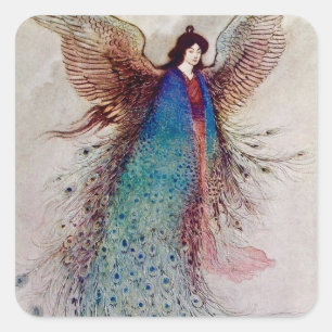 Pegatina Cuadrada Arte de hadas “Moon Maiden” de Warwick Goble