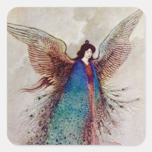 Pegatina Cuadrada Arte de hadas “Moon Maiden” de Warwick Goble