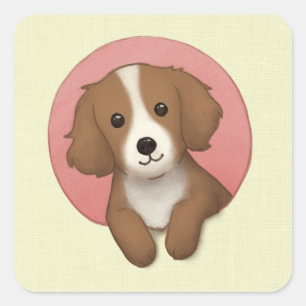 Pegatina Cuadrada Arte de Ilustracion de perro lindo