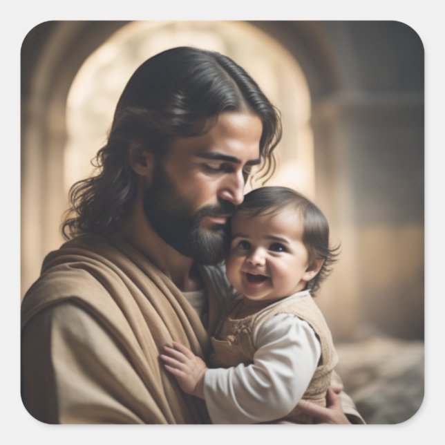 Pegatina Cuadrada Arte de Jesús (Anverso)