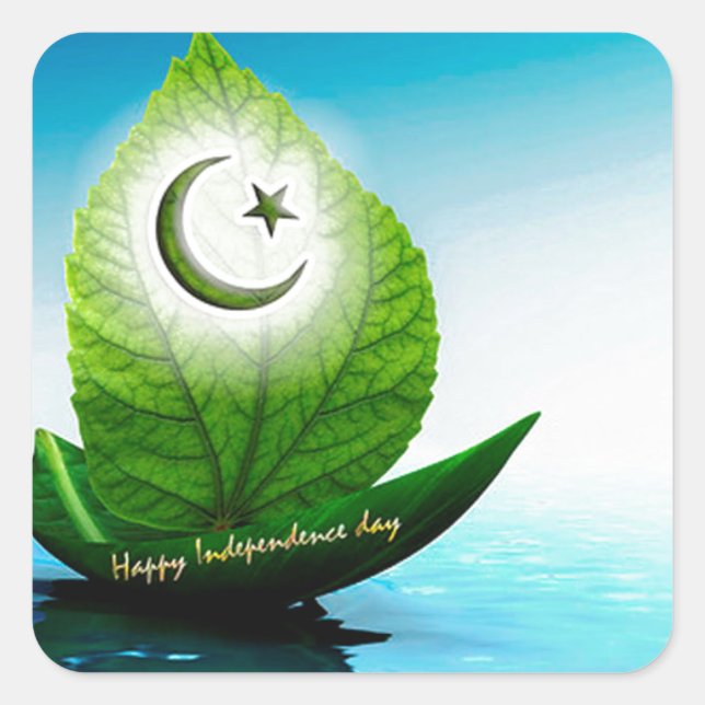 Pegatina Cuadrada arte de la bandera de pakistán.jpg (Anverso)