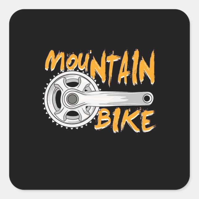 Pegatina Cuadrada Arte de la bicicleta de montaña (Anverso)