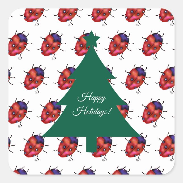 PEGATINA CUADRADA ARTE DE LADYBUG (Anverso)