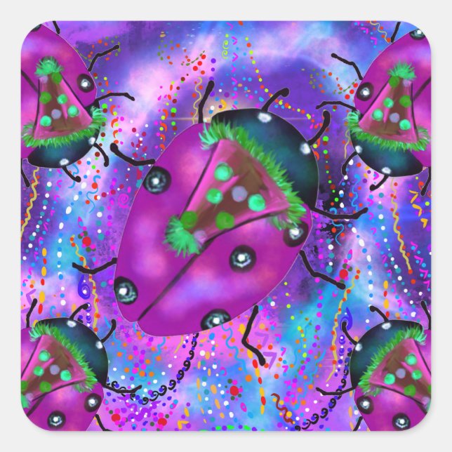 PEGATINA CUADRADA ARTE DE LADYBUG (Anverso)