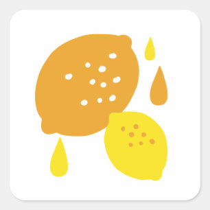 Pegatina Cuadrada Arte de limón azul de la marina - Diseño de cítric