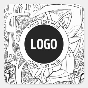 Pegatina Cuadrada Arte de línea moderno original y su logotipo
