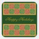 Pegatina Cuadrada Arte de mosaico rojo y verde sobre patrón de oro (Anverso)