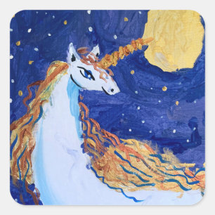 Pegatina Cuadrada "Arte de niños" de Unicornio