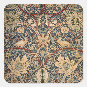 Pegatina Cuadrada Arte de pájaros vintage de William Morris Bullersw