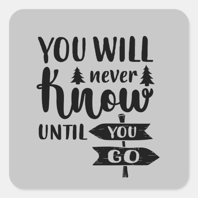 Pegatina Cuadrada Arte de palabras de Cute Camping (Anverso)