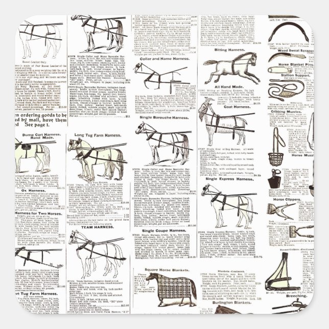 Pegatina Cuadrada Arte de periódicos de publicidad de antigüedades d (Anverso)