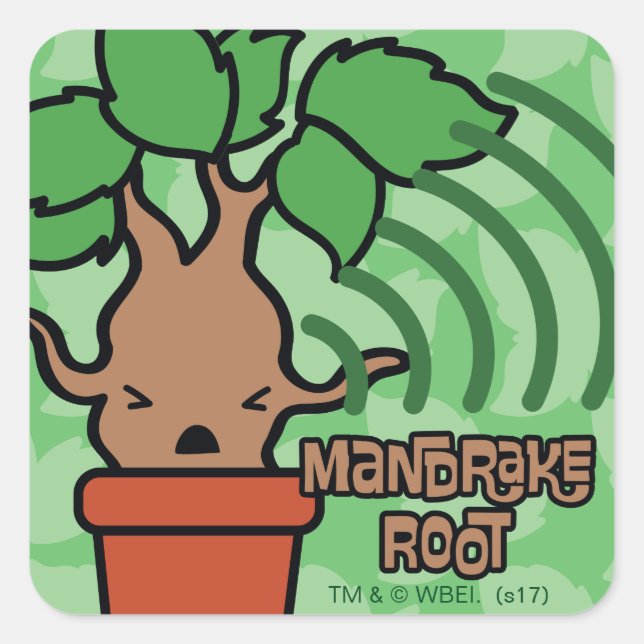 Pegatina Cuadrada Arte de Personaje de Mandrake Gritando de Dibujos  (Anverso)