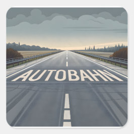Pegatina Cuadrada Arte de perspectiva infinita de la autopista Autob