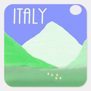 Pegatina Cuadrada arte de pintar el paisaje de italia
