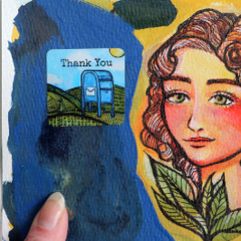 Pegatina Cuadrada Arte de servicio postal de buzón de correo