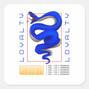 Pegatina Cuadrada Arte de Símbolo de Serpiente Diseño Negrita Subt