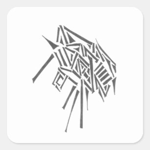 Pegatina Cuadrada Arte de Tatuaje Tribal Abstracto Blanco Negro Esca