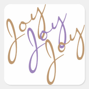 Pegatina Cuadrada Arte de tipografía Alegría Navidad Alegría Alegría