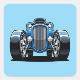 Pegatina Cuadrada Arte de Toon Hotrod 