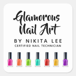 Pegatina Cuadrada Arte de uñas con esmalte de uñas de arcoíris brill