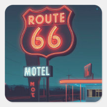 Arte de viaje nocturno del Motel Neon Ruta 66