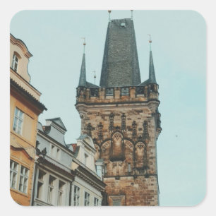 Pegatina Cuadrada Arte de viajes en la República Checa de Praga