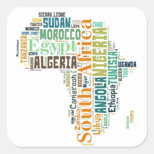 Pegatina Cuadrada Arte de Word en África