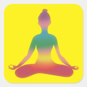 Pegatina Cuadrada Arte de yoga meditando