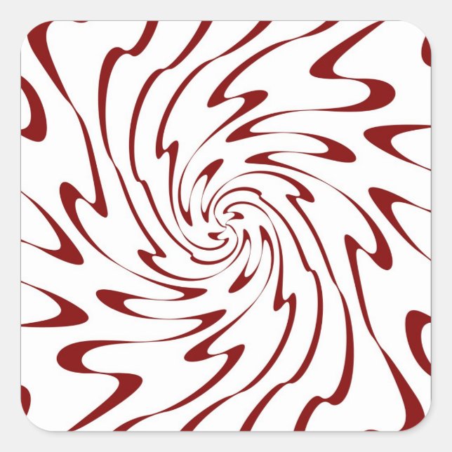 Pegatina Cuadrada Arte decorativo con aguas rojas y blancas (Anverso)