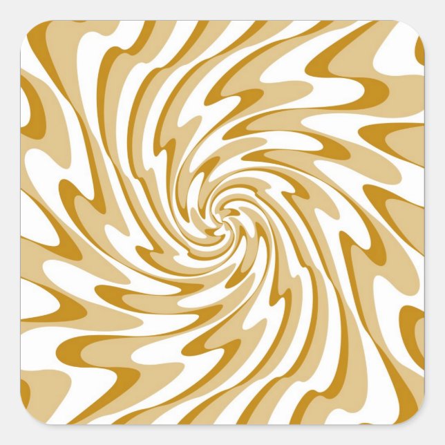 Pegatina Cuadrada Arte decorativo con olas de crema y blanco (Anverso)
